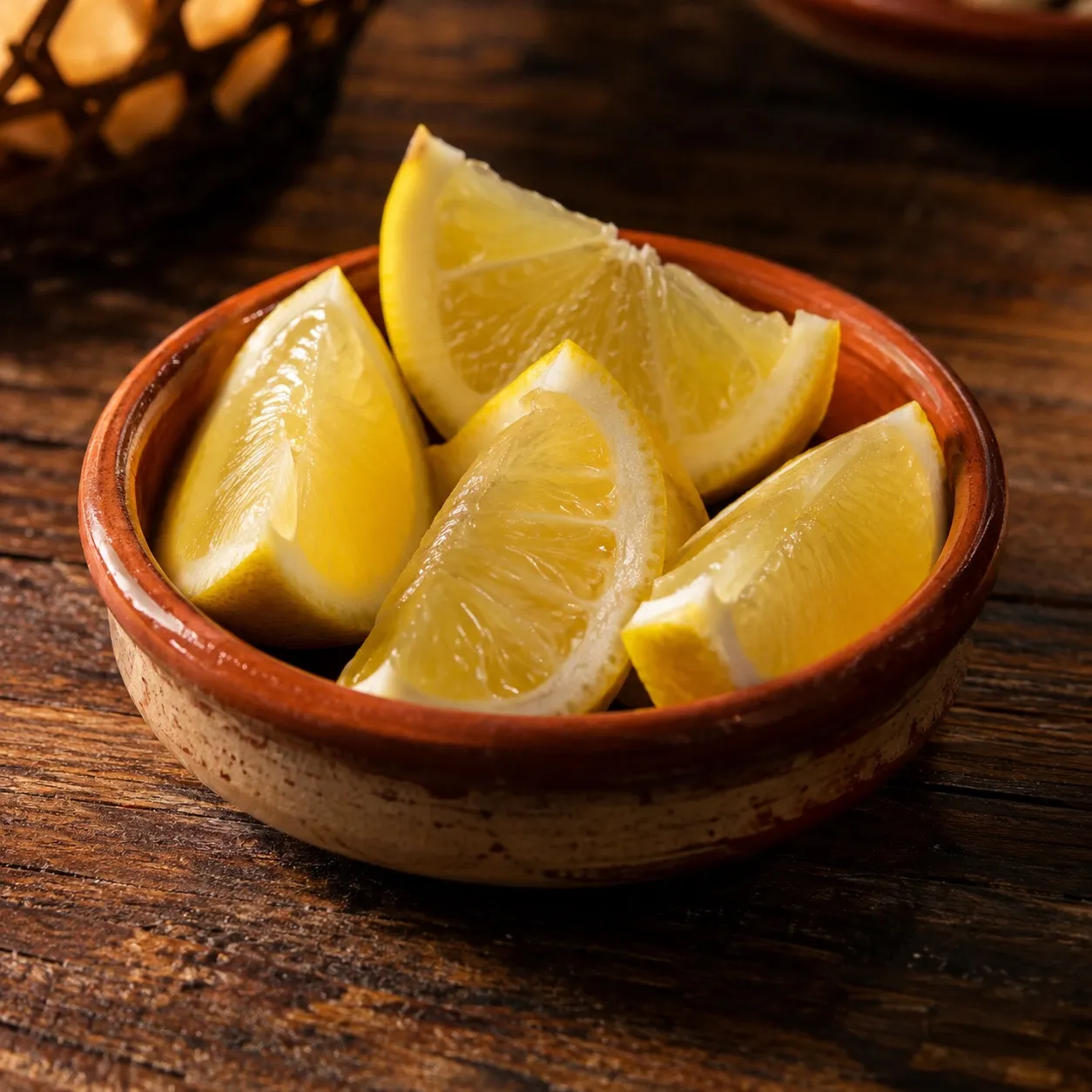Porción de limones cortados